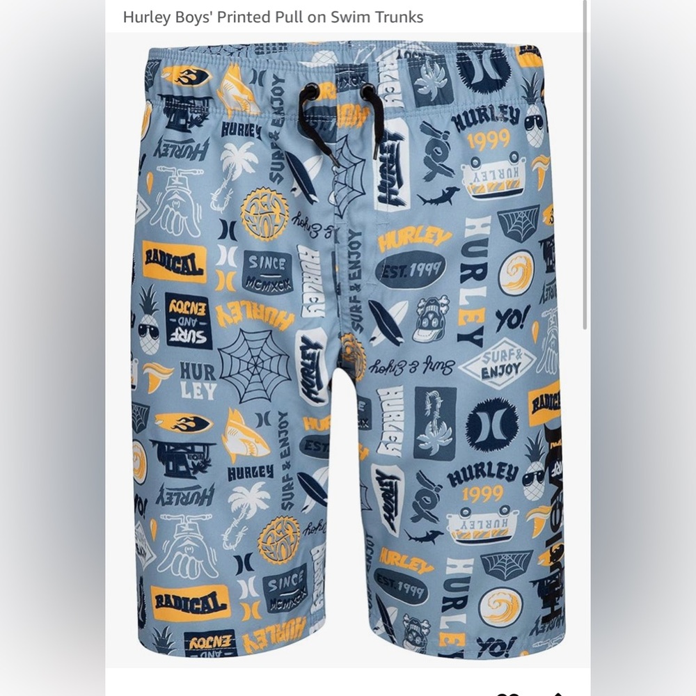 Hurley Blue and Yellow Graphic Shorts